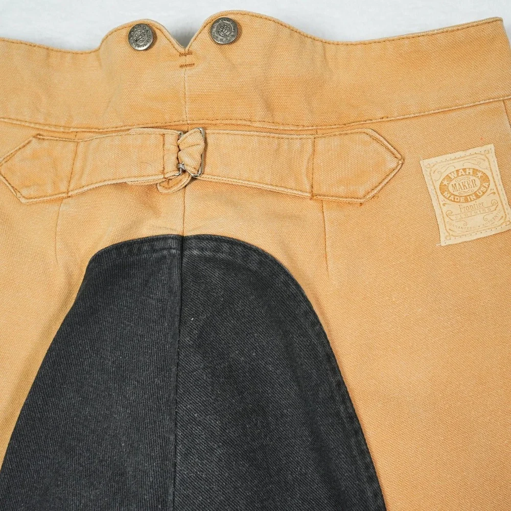 Wah Maker Frontier Mens (Fits 33x28) Canvas Riding Pants Cinch Back Made in USA